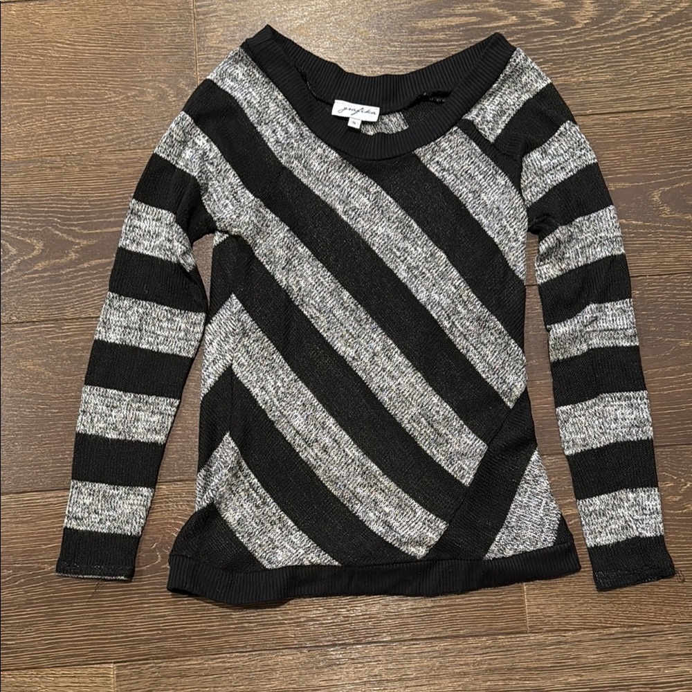 Striped Black and Gray Lightweight Sweater